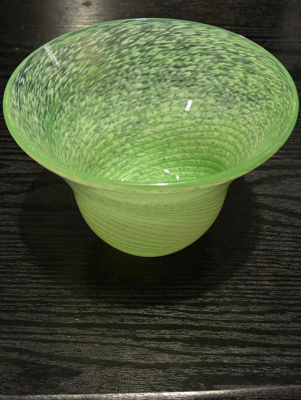 Light Lime Green Hand-blown Glass Bowl 3.5"T x 5.25" Diameter top